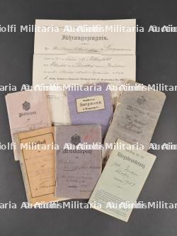 Lot de 7 Militarpass, documents et livrets allemands ww1