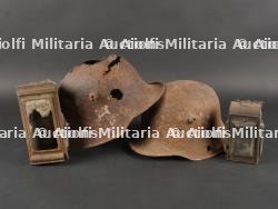 Allemagne WW1 lot terrain de 2 casques et 2 lanternes — photo 1