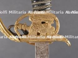 Sabre de luxe d'officier d'infanterie allemand lame damas cadeau à l'officier noble von Borries. Luxury German infantry officer’s sabre with Damascus blade gifted to noble officer von Borries — miniature 22