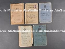 Lot de 5 Militärpass et documents saxons. Set of five Militärpass and Saxon documents
