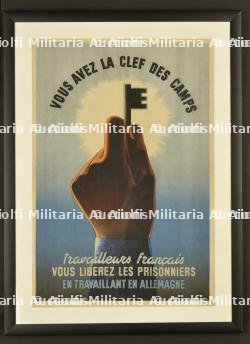 Affiche Prisonniers travaillant en Allemagne. Poster Prisoners working in Germany.