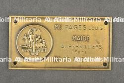Plaque d'identification voiture. Car Identification Plaque