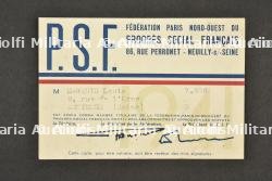 Carte de membre du PSF. PSF membership card. — photo 1
