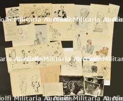 Lot de caricatures originales du procès du maréchal. Set of original caricatures from the Marshal's trial.