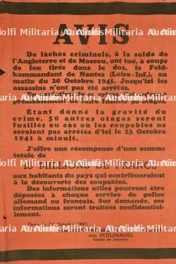 General von Stülpnagel Paris 21 oct. 1941. Le Feldkommandant de Nantes a été assassiné — photo 3