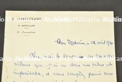 Lettre autographe du héros de la Légion, le Commandant Luis Ramirez de Ribas, ancien officier Vénézuelien, pilote et Commandant du 2-3 Etranger avec photo du fanion du bataillon — miniature 4