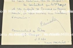 Lettre autographe du héros de la Légion, le Commandant Luis Ramirez de Ribas, ancien officier Vénézuelien, pilote et Commandant du 2-3 Etranger avec photo du fanion du bataillon — miniature 5