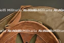Casque belge en liège recouvert de toile moutarde. Belgian cork helmet covered in mustard canvas — miniature 2