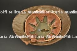 Casque belge en liège recouvert de toile moutarde. Belgian cork helmet covered in mustard canvas — miniature 4