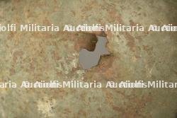 Casque allemand M1916 à impact. German Model 1916 helmet with impact damage — photo 4
