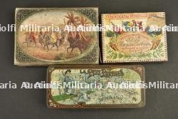 Cinq boîtes en tole sérigraphiée et une carton de chocolat, biscuits et petit déjeuner période 1ere guerre — miniature 5