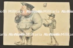 Ensemble de 8 dessins originaux, caricatures de soldats français — photo 3