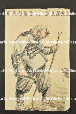 Ensemble de 8 dessins originaux, caricatures de soldats français — photo 6
