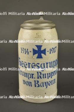 Chope en grès Kronprinz Rupprecht von Bayern 1917. Stoneware stein Kronprinz Rupprecht von Bayern 1917