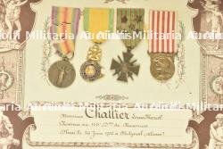 Lot de cadres de diplomes et médailles de soldats dont un chasseur du 116e Bataillon avec 5 citations, blessé en Alsace en 1915 — miniature 2