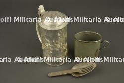 Lot allemand chope, quart et couverts. German lot including stein, drinking cup and cutlery