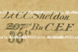 Paillasse du Lieutenant C.C Sheldon du 38th Battalion CEF, cagoule en laine et bandes molletières — photo 2