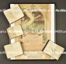 Ensemble de documents et citation d'artilleurs canadiens des 1st, 3rd et 6th Canadian Siege Battery en France dont citation francaise pour la bataille de Hill 70 à Lens