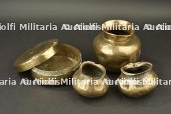 Lot de 2 pots Lota, un pot Kalash et 2 plats thali formant gamelle de l'armée des Indes