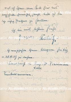 LETTRE DIETRICH DE VON CHOLTITZ À FRAU MÖLLER , BADEN-BADEN, 28-10-1949 — photo 2