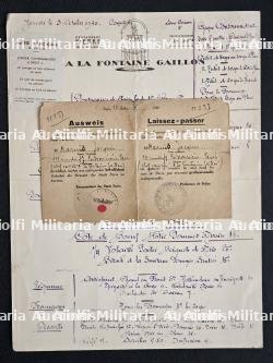 MENU DU RESTAURANT DE LA FONTAINE GAILLON ET LAISSEZ-PASSER , AUSWEIS DU CHEF CAVISTE DE L’ÉTABLISSEMENT