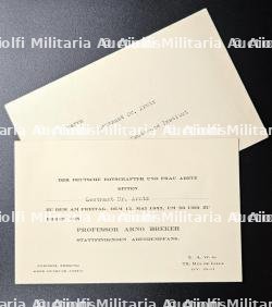 INVITATION À LA SOIRÉE D’INAUGURATION DE L'EXPOSITION D’ARNO BREKER À L’AMBASSADE D'ALLEMAGNE , 15-05-1942 , DR. ARNTZ — photo 1