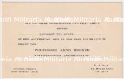 INVITATION À LA SOIRÉE D’INAUGURATION DE L'EXPOSITION D’ARNO BREKER À L’AMBASSADE D'ALLEMAGNE , 15-05-1942 , DR. ARNTZ — photo 5
