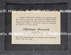 LOT DE DEUX DOCUMENTS SUR LES OBSÈQUES DE PHILIPPE HENRIOT(1889-1944). — miniature 3