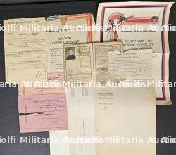 LOT DE DOCUMENTS D’UN SAPEUR-POMPIER DE PARIS ENGAGÉ VOLONTAIRE. EN 1941, CITATION À L’ORDRE DU RÉGIMENT ET CERTIFICAT DE BONNE CONDUITE ET FORMULAIRES VIERGES DIVERS — photo 1