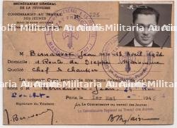 LOT DE CARTES D’IDENTITÉ DU SECRÉTARIAT GÉNÉRAL DE LA JEUNESSE, COMMISSARIAT AU TRAVAIL DES JEUNES POUR LA ZONE OCCUPÉE — miniature 3