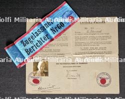 LAISSEZ-PASSER , AUSWEIS D’UN PHOTOGRAPHE DE PRESSE AVEC BRASSARD NUMÉROTÉ CORRESPONDANT — photo 3