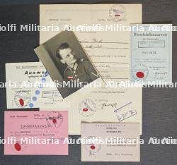 RARE LOT DE DOCUMENTS DE JOACHIM BERNDT EMPLOYÉ DE L’AMBASSADE D’ALLEMAGNE À PARIS (NOMBREUX LAISSEZ-PASSER (X5) + PHOTO)
