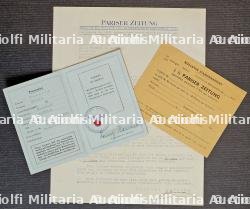 LOT DE DOCUMENTS SUR LE ,PARISER ZEITUNG » , LAISSEZ-PASSER DE LA REICHSPRESSKAMMER, COURRIER ET BULLETIN D’ABONNEMENT — photo 2