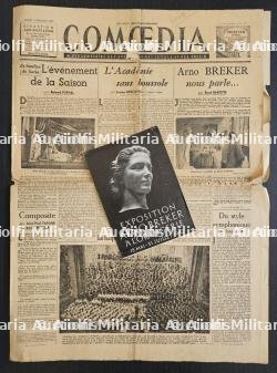 LOT ARNO BREKER(1900-1991). DÉPLIANT DE L’EXPOSITION ARNO BREKER À L’ORANGERIE (15 MAI-31 JUILLET 1942) ET EXEMPLAIRE DU JOURNAL COMOEDIA(4-12-1943)