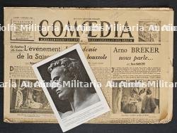 LOT ARNO BREKER(1900-1991). DÉPLIANT DE L’EXPOSITION ARNO BREKER À L’ORANGERIE (15 MAI-31 JUILLET 1942) ET EXEMPLAIRE DU JOURNAL COMOEDIA(4-12-1943) — photo 2