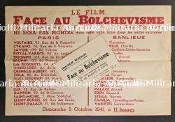AFFICHE ET TRACT PUBLICITAIRE DU FILM DE PROPAGANDE ANTISOVIETIQUE « FACE AU BOLCHÉVISME — photo 1