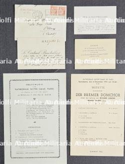 DEUX PROGRAMMES DE CONCERTS À LA CATHÉDRALE NOTRE-DAME DE PARIS SOUS LE PATRONAGE DU KOMMANDANT VON GROSS-PARIS ET CARTES DE VISITE DE MGR. BAUDRILLART(1859-1942) — photo 2