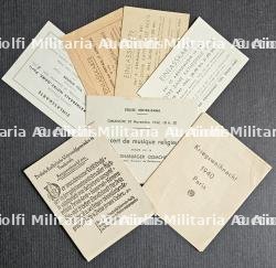 LOT DE CARTES D’ADMISSION EN ALLEMAND POUR DES CONCERTS ET SOIRÉES MUSICALES DONNÉES DANS LA CATHÉDRALE NOTRE-DAME DE PARIS SOUS LE PATRONAGE DU KOMMANDANT VON GROSS-PARIS