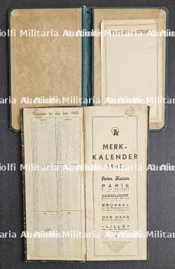 LOT DE DEUX PUBLICATIONS ALLEMANDES. AGENDA PETER KAISER 1943 ET COUVERTURE DE CARTE DES BOISSONS D’UN MESS D’OFFICIER — photo 7