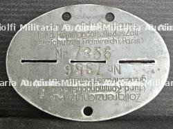 PLAQUE D’IDENTIFICATION MILITAIRE (EK) D’UN MEMBRE DES DOUANES ALLEMANDES ou « ZOLLGRENZSCHUTZ