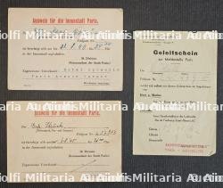 LAISSER-PASSER PRÉCOCE (X2) DU DÉBUT DE L’OCCUPATION DE PARIS PAR LA 30È ET 56È DIVISION D’INFANTERIE POUR DES SOLDATS DE LA WEHRMACHT — photo 1
