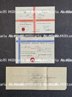 LOT DE LAISSEZ-PASSER TEMPORAIRES (X2) POUR DES SOLDATS DE LA WEHRMACHT À PARIS — photo 1