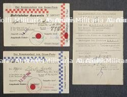 LOT DE LAISSEZ-PASSER TEMPORAIRES (X2) POUR DES SOLDATS DE LA WEHRMACHT À PARIS — photo 1