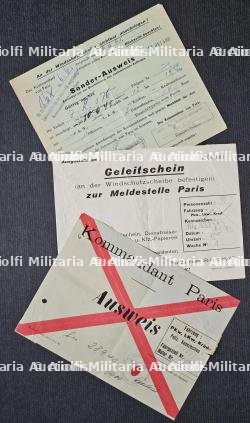 LOT DE TROIS LAISSEZ-PASSER , AUSWEIS DE VÉHICULES POUR PARIS — photo 1