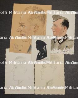LOT DE DESSINS , CARICATURES DE SOLDATS ALLEMANDS PAR DES ARTISTES PARISIENS