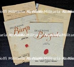 LOT DE MENUS DE LA BRASSERIE ALLEMANDE (« DEUTSCHE BIERSTUBE ») DU SOLDATENTHEATER « EMPIRE » ET PROGRAMME D’UNE SOIRÉE DE LA HEER DU 06-05-1943 — photo 1