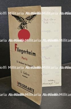 MENU FLIEGERHEIM « COURCELLES » , PARIS, 19-04-1941