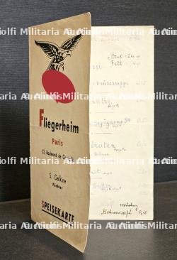 MENU FLIEGERHEIM « COURCELLES » , PARIS, 19-04-1941 — miniature 2