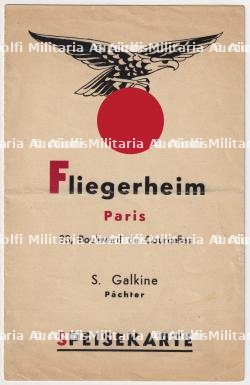 MENU FLIEGERHEIM « COURCELLES » , PARIS, 19-04-1941 — photo 3