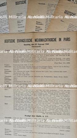 LOT DE 7 FEUILLES DE MESSES DE L’ÉGLISE PROTESTANTE DE LA WEHRMACHT 1943-1944 — miniature 2